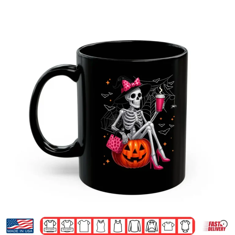 Mug Cute Skeleton Drinking Coffee Lover Halloween Costume Shirt