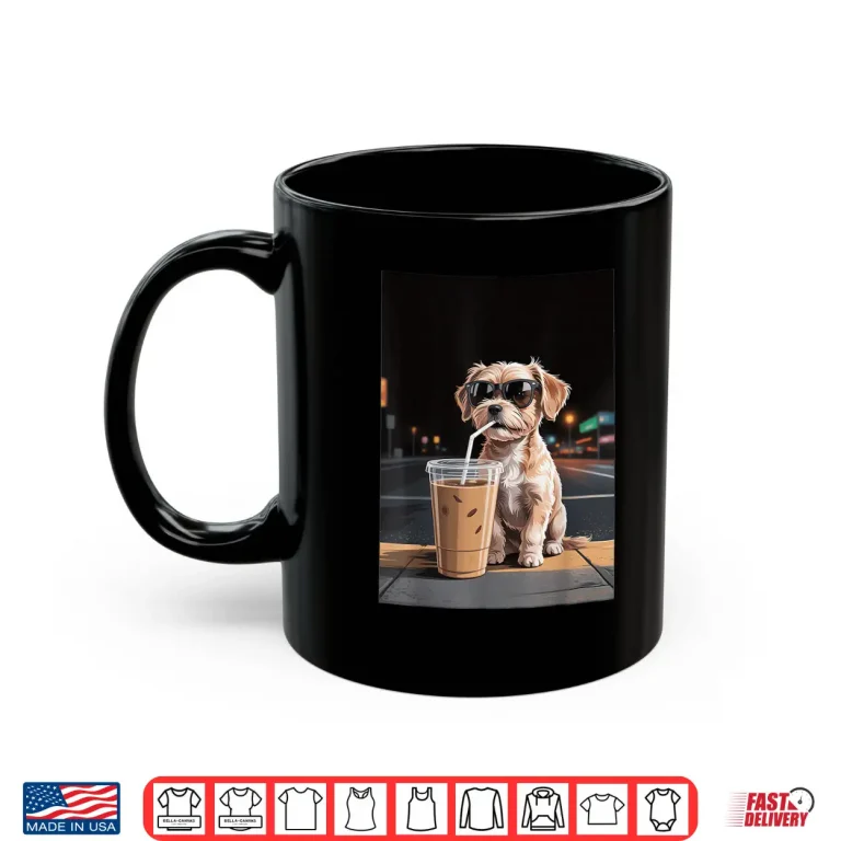 Mug Dog Drinking Iced Coffee Dog Lover Professional Shirt