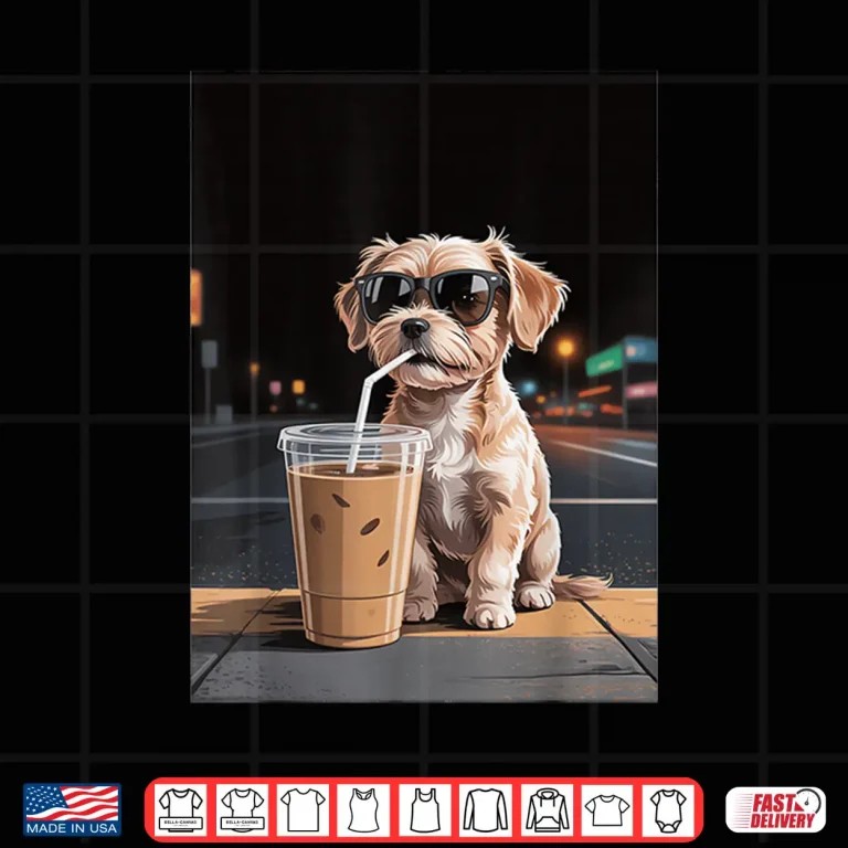 Design Dog Drinking Iced Coffee Dog Lover Professional Shirt