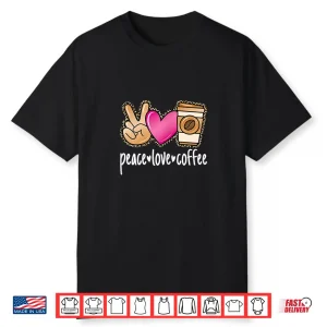 Peace Love Coffee Cute Leopard Coffee Lover Professional Shirt