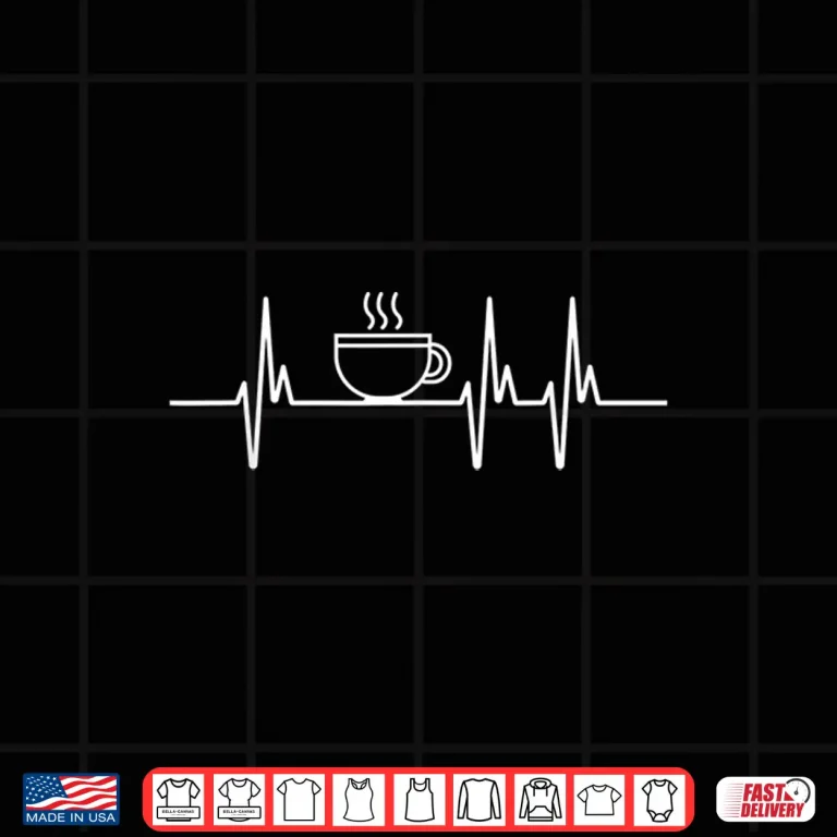 Design Coffee Heartbeat Funny Coffee Lover Caffeine Joke Shirt
