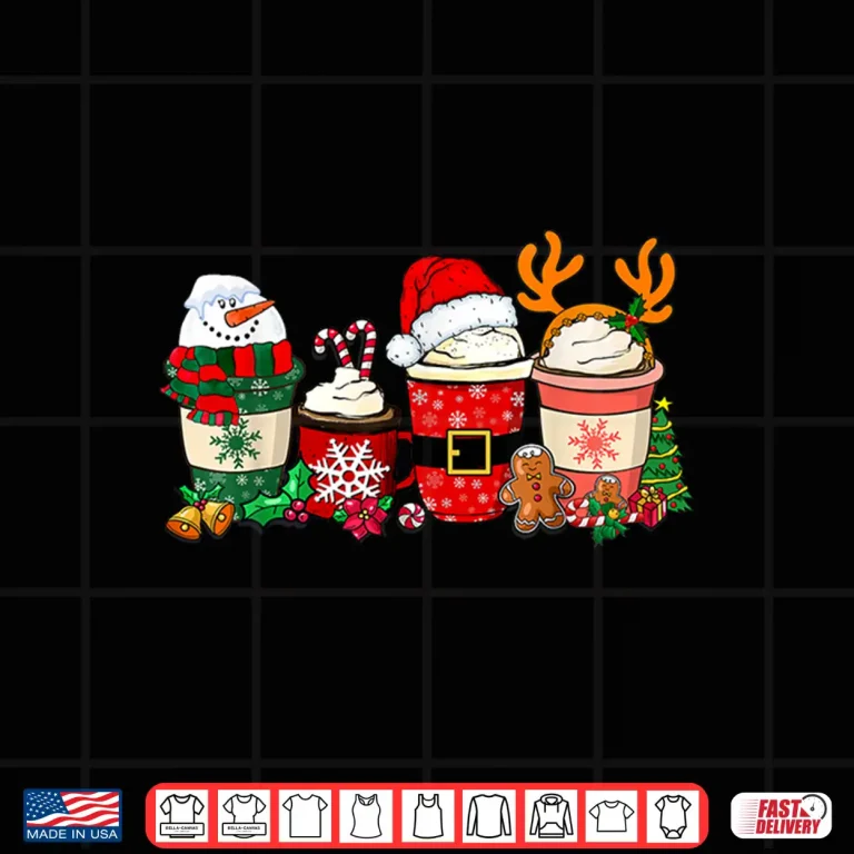 Design Cute Christmas Coffee Snowman Deer Santa Professional Xmas Shirt