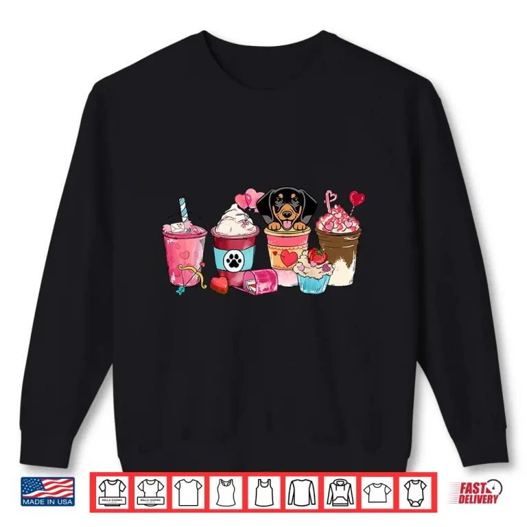 Sweatshirt Dachshund Coffee Lover Dog Mom Valentines Day Doxie Shirt 1