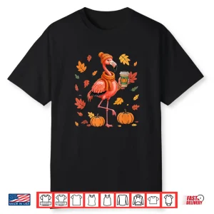 Flamingos Wearing Sweater Coffee Thanksgiving Autumn Lover Shirt