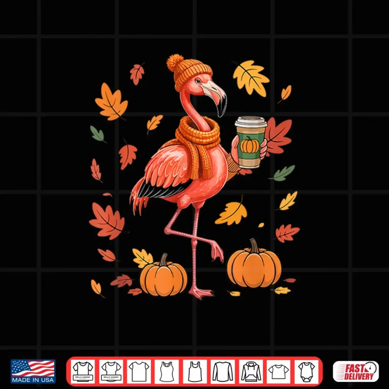 Design Flamingos Wearing Sweater Coffee Thanksgiving Autumn Lover Shirt