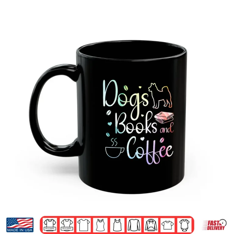 Mug Dogs Books and Coffee Professional Minimalist Graphic Shirt