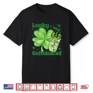Funny Lucky And Caffeinated Irish Coffee Lover Vibes Shirt
