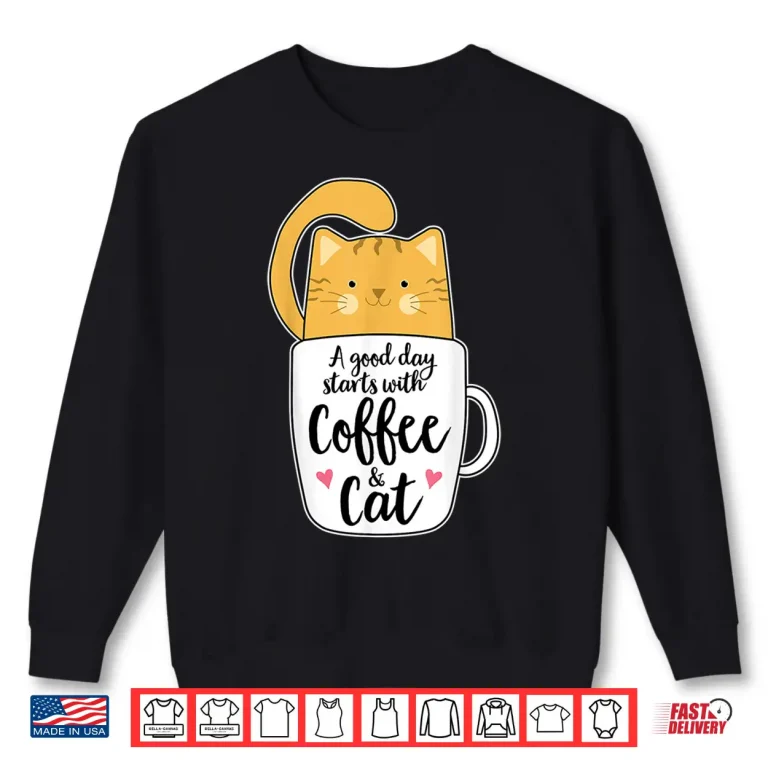Sweatshirt Funny Orange Cat Coffee Mug Graphic Cat Lover Gift Shirt