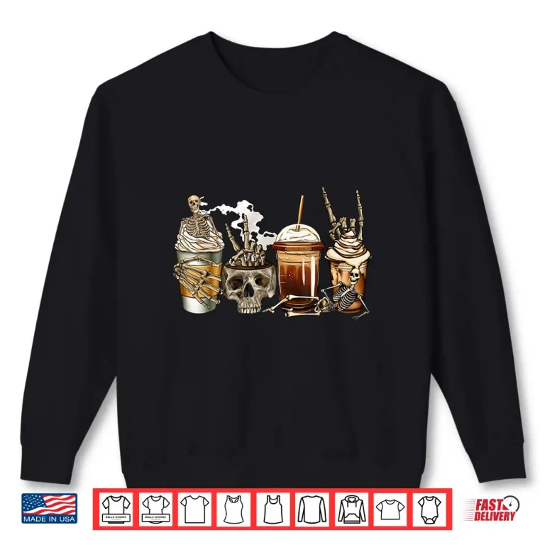 Sweatshirt Skull Coffee Skeleton Bleached Funny Coffee Lover Shirt