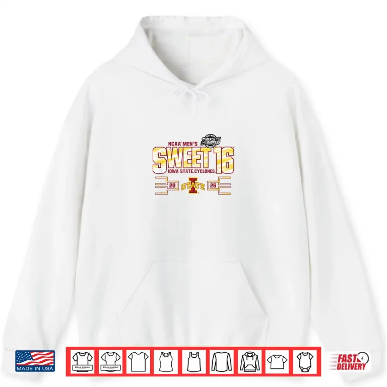 Hoodie Iowa State Cyclones Sweet 16 2026 Mens March Madness Gray Shirt
