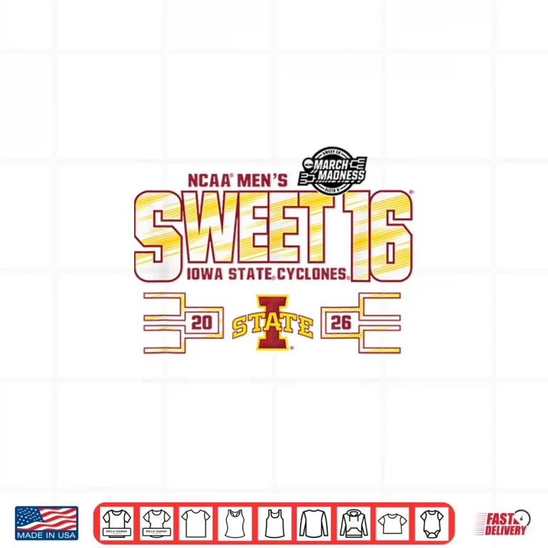 Design Iowa State Cyclones Sweet 16 2026 Mens March Madness Gray Shirt