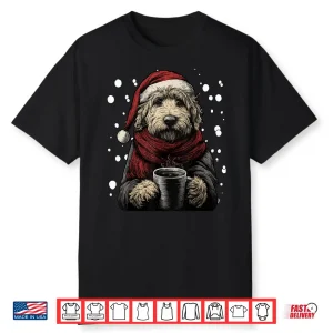 Christmas Goldendoodle Santa Hat Coffee Lover Funny Winter Shirt