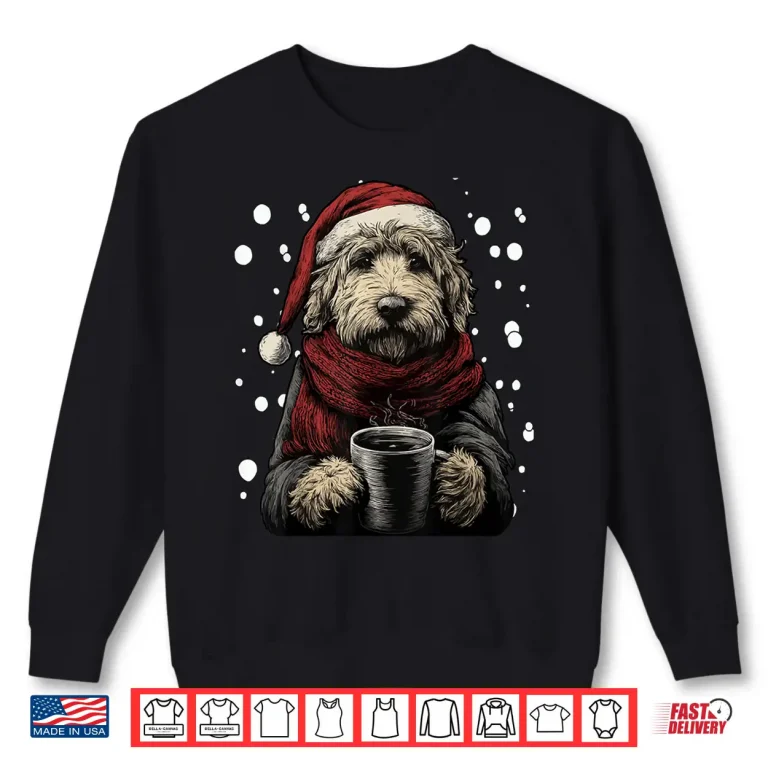 Sweatshirt Christmas Goldendoodle Santa Hat Coffee Lover Funny Winter Shirt