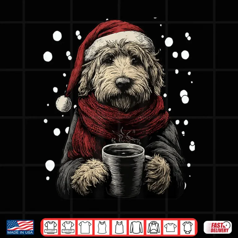 Design Christmas Goldendoodle Santa Hat Coffee Lover Funny Winter Shirt