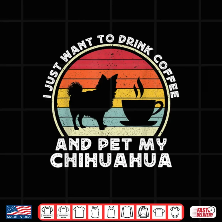 Design Coffee And Chihuahua Funny Long Haired Hair Chiwawa Dog Mom Shirt