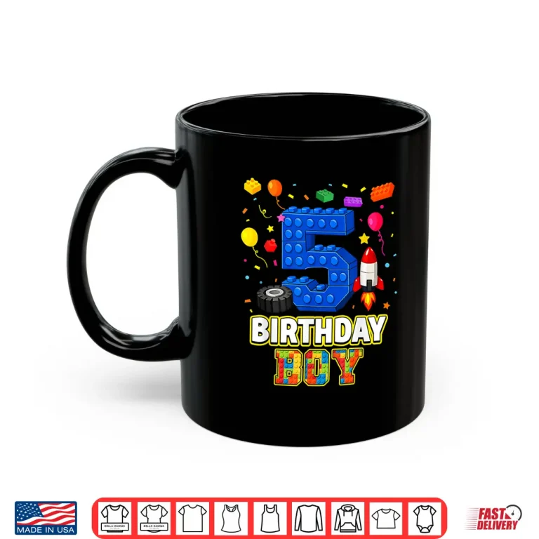 Mug Birthday Boy Five Building Bricks Five Year Old Party Shirt