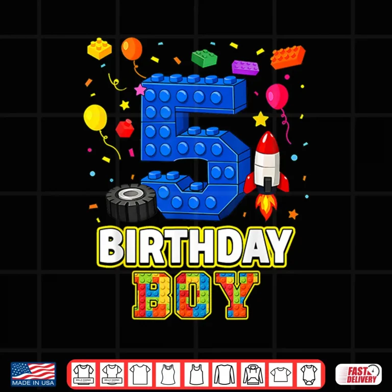 Design Birthday Boy Five Building Bricks Five Year Old Party Shirt