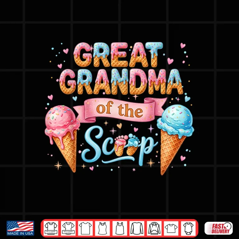 Design Great Grandma Of The Scoop Ice Cream Gender Reveal Shirt