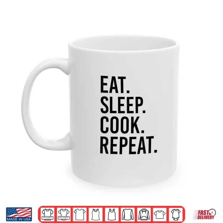Mug Eat Sleep Cook Repeat Funny Cooking Chef Food Vintage Retro Shirt