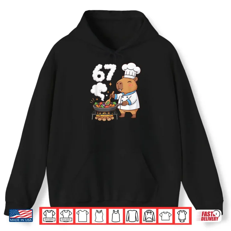 Hoodie Capybara Chef Sixty Seven Funny Brain Rot Meme Grill Cook Shirt