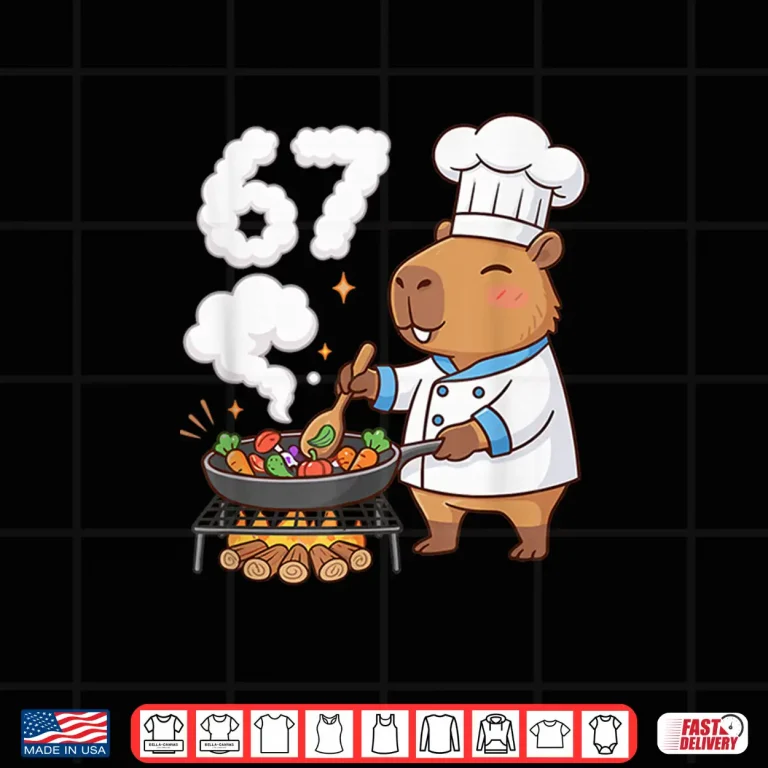 Design Capybara Chef Sixty Seven Funny Brain Rot Meme Grill Cook Shirt