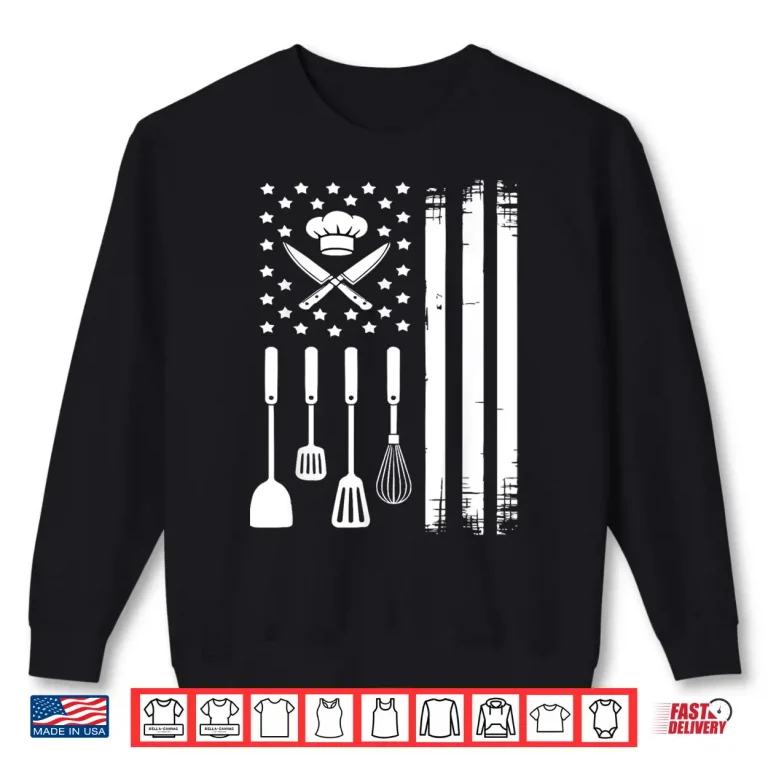 Sweatshirt Cool Chef American Flag Cooking USA Cook Patriotic Shirt