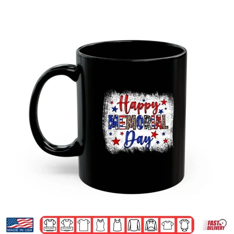Mug Bleached Happy Memorial Day Leopard USA Patriotic Modern Shirt