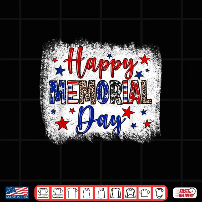 Design Bleached Happy Memorial Day Leopard USA Patriotic Modern Shirt