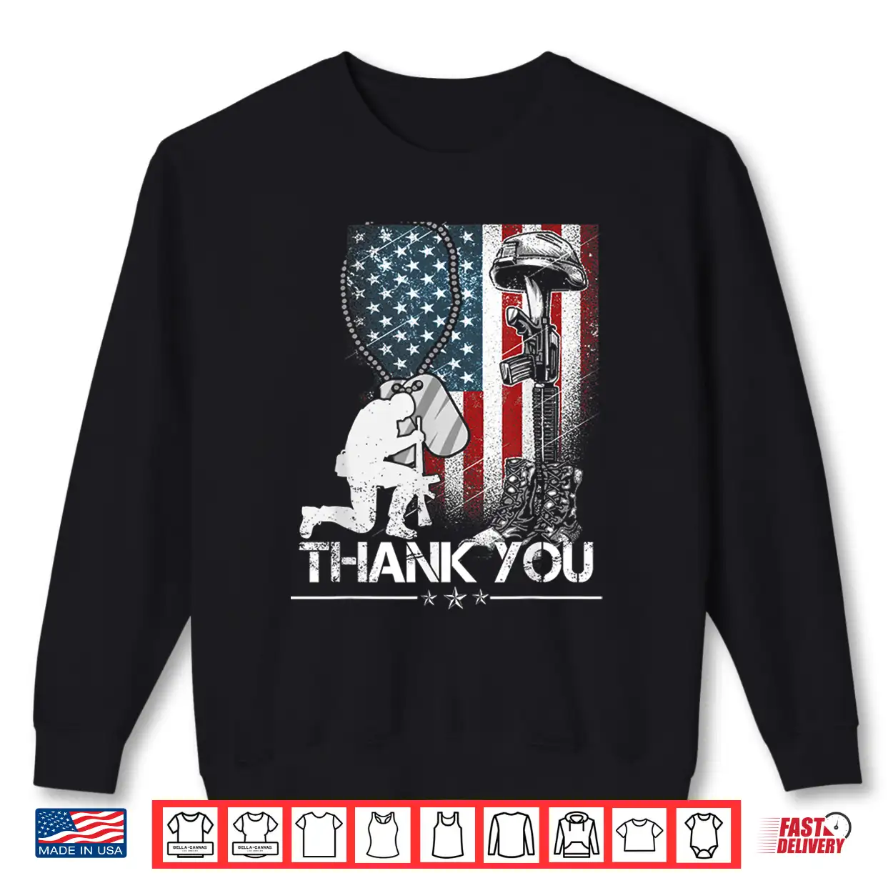 Distressed Memorial Day Flag Military Boots Dog Tags Shirt