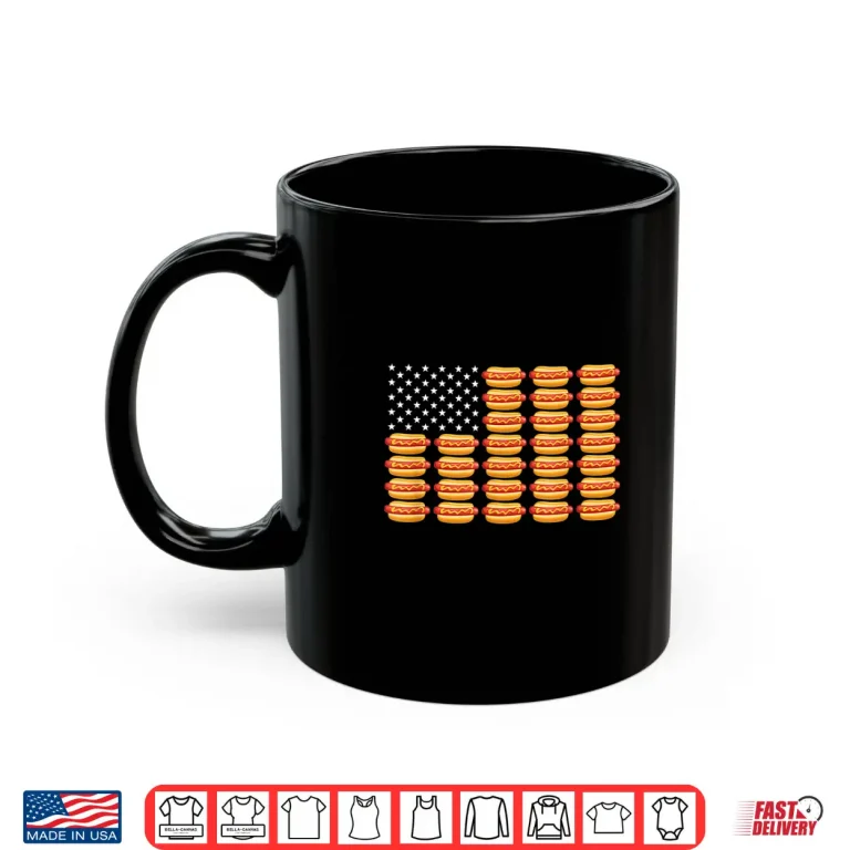 Mug Hot Dog American Flag July Fourth Patriotic Summer BBQ Shirt