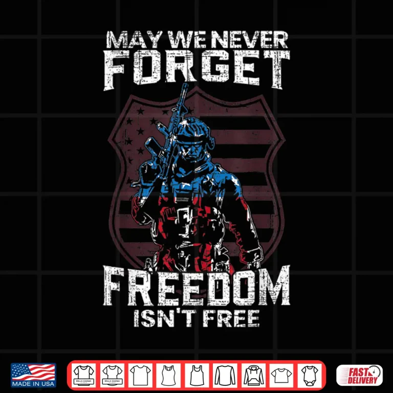 Design May We Never Forget Freedom Isnt Free USA Flag Memorial Shirt