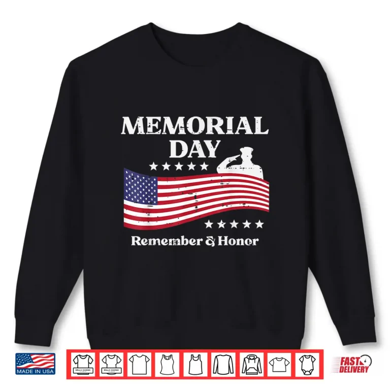 Sweatshirt Memorial Day USA Flag Remember Honor Patriot Modern Shirt