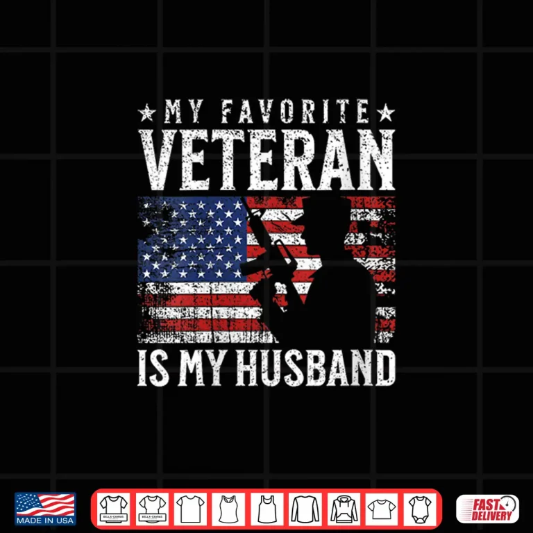 Design My Favorite Veteran Is My Husband American Flag Veterans Day Shirt