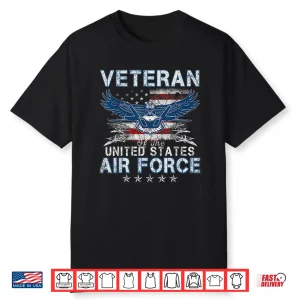 Proud Us Air Force Veteran Usa Flag Patriotic Vintage Shirt