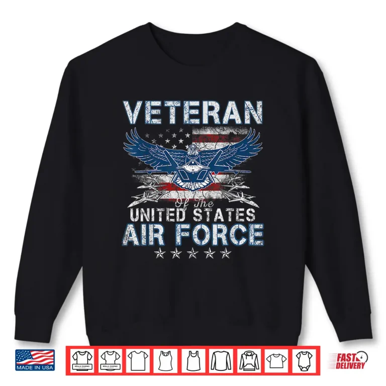 Sweatshirt Proud US Air Force Veteran USA Flag Patriotic Vintage Shirt