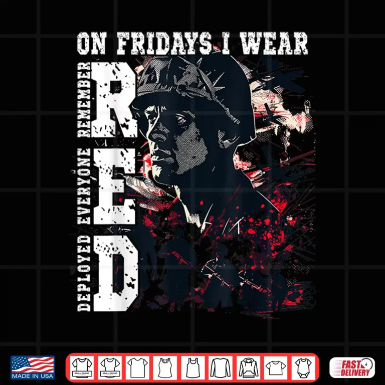 Design On Fridays I Wear Red USA Support American Troops Shirt