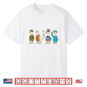 Retro Fourth Of July Goose American Flag Usa Memorial Day Shirt