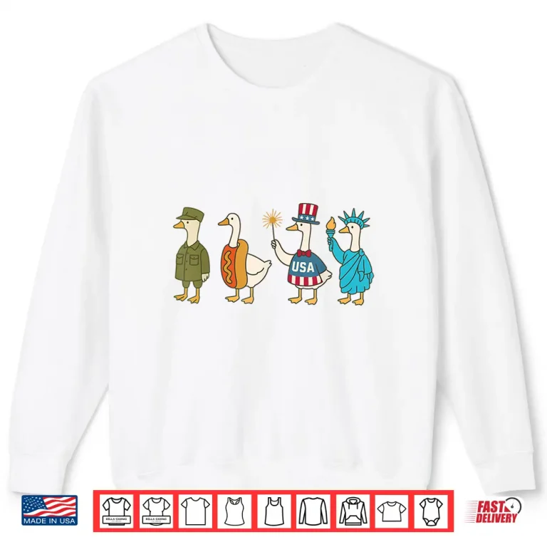 Sweatshirt Retro Fourth Of July Goose American Flag USA Memorial Day Shirt