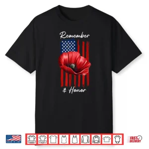 Veterans Day Usa Memorial Day Red Poppy Flower Military Shirt