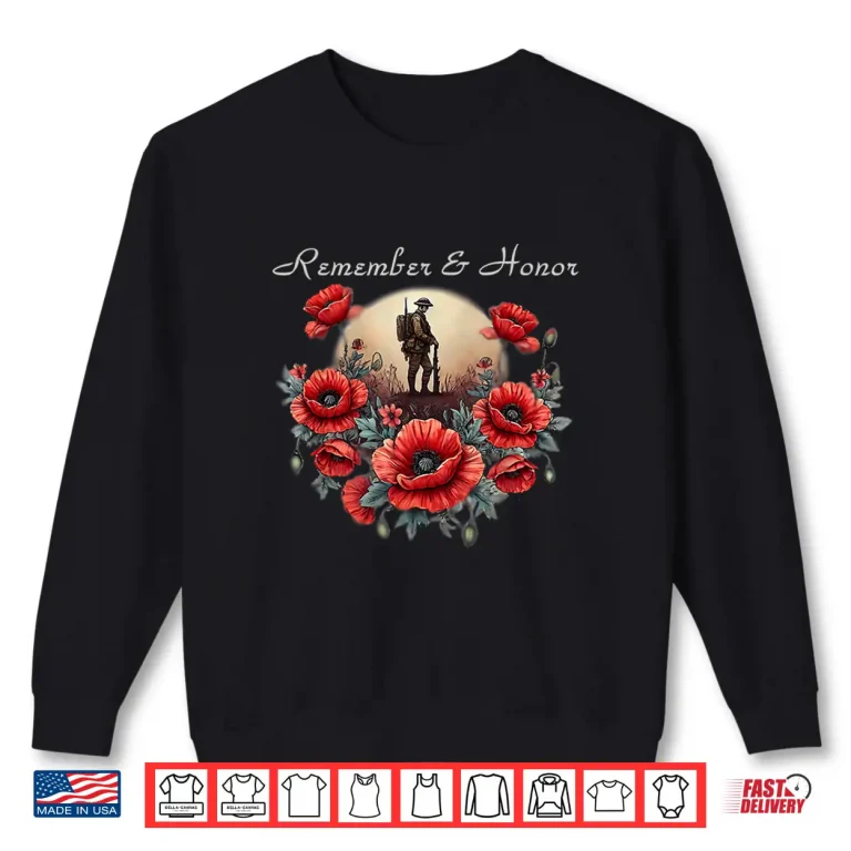 Sweatshirt Veterans Day Twenty Twenty Four USA Red Poppy Military Shirt