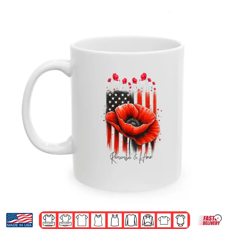 Mug Veterans Day Twenty Twenty Five USA Red Poppy Military Shirt