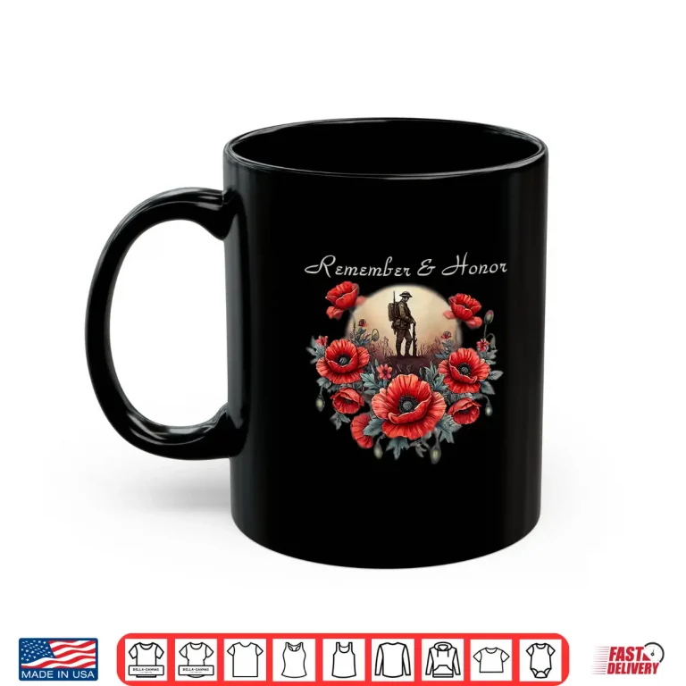 Mug Veterans Day Twenty Twenty Four USA Red Poppy Military Shirt