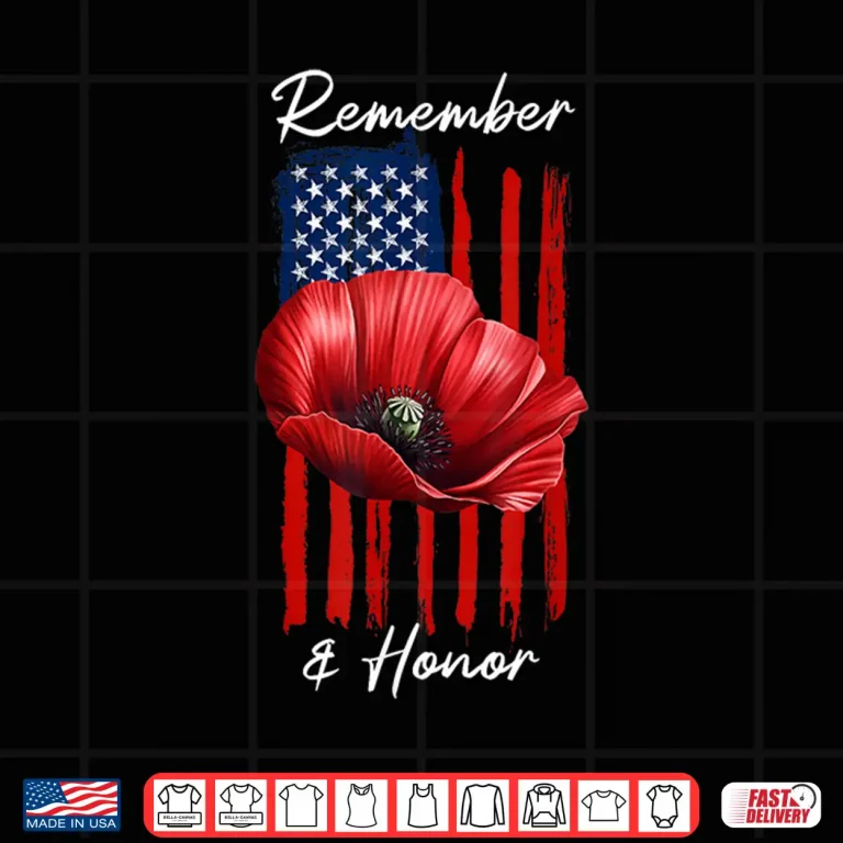 Design Veterans Day USA Memorial Day Red Poppy Flower Military Shirt