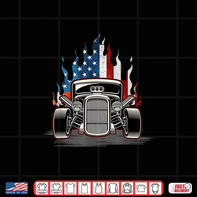 Design American Flag Vintage Hot Rod Veteran Memorial Day July 4 Shirt