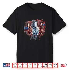 Memorial Day 4Th Of July Patriotic Usa Flag Horses Shirt