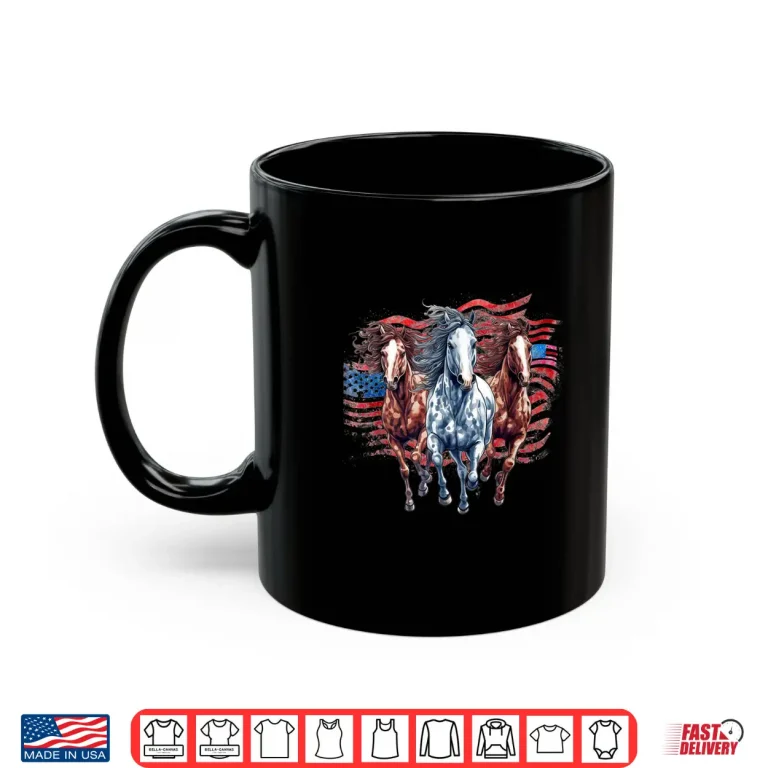 Mug Memorial Day 4th of July patriotic usa flag horses Shirt