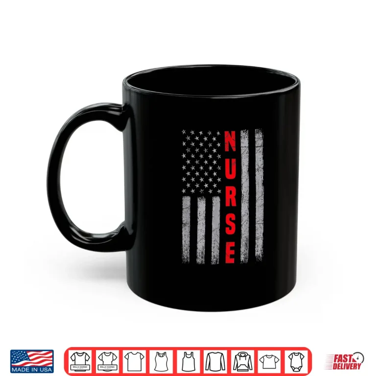 Mug Nurse Distressed American Flag Design Nursing Memorial Day Shirt
