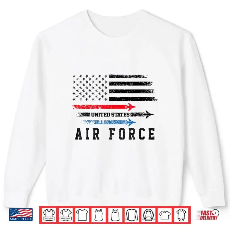 Sweatshirt Red White Blue Air Force Flyover Proud American Independence Shirt