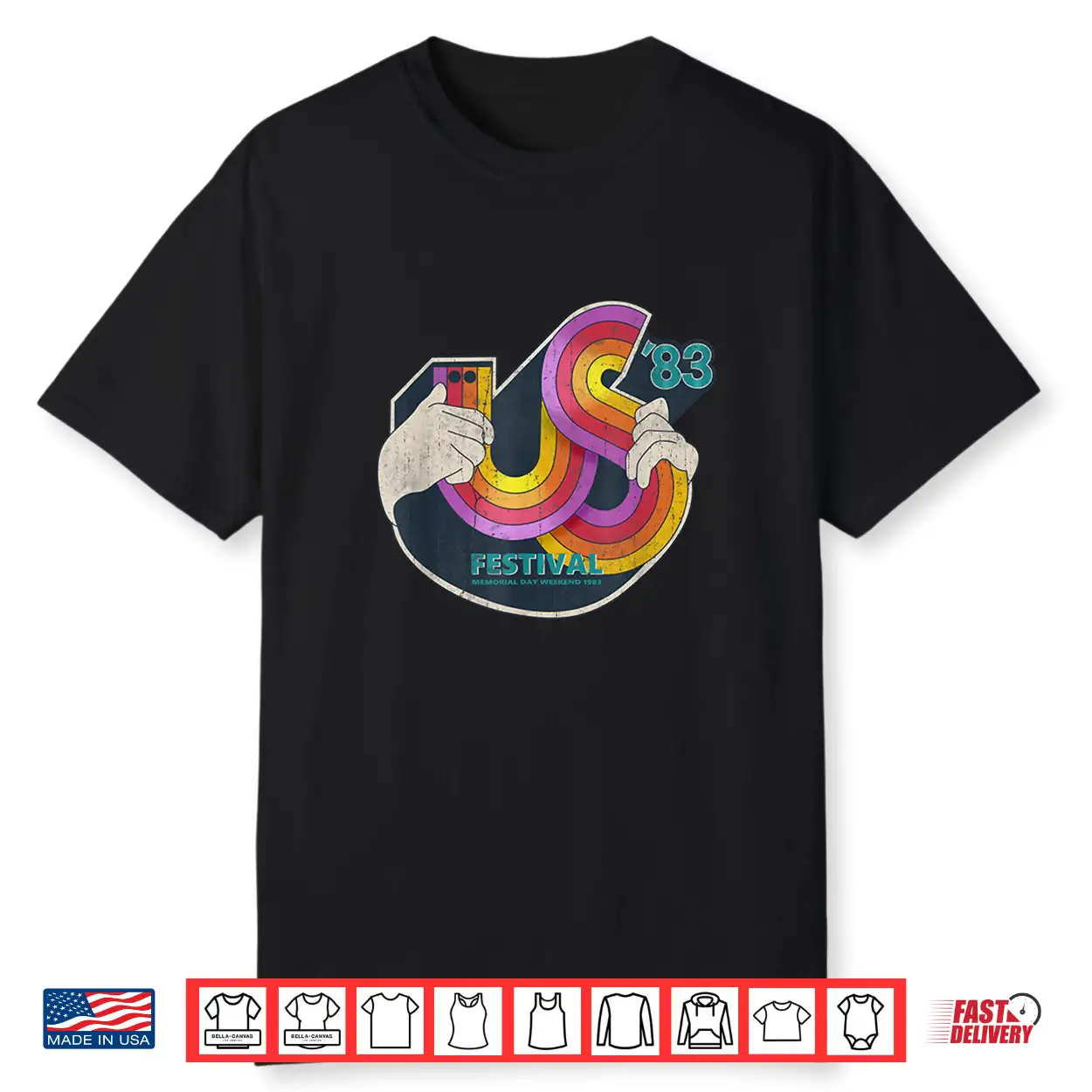 Vintage Us Festival 1983 Color Music For Mens Women 70S Shirt