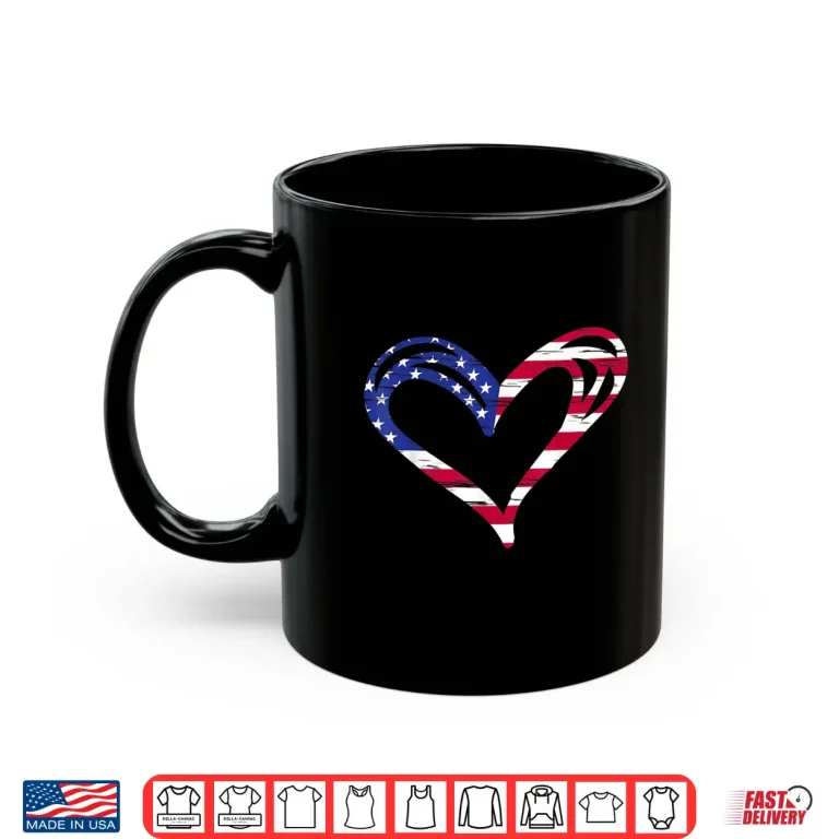 Mug USA Flag Heart American Patriotic Armed Forces Memorial Day Shirt